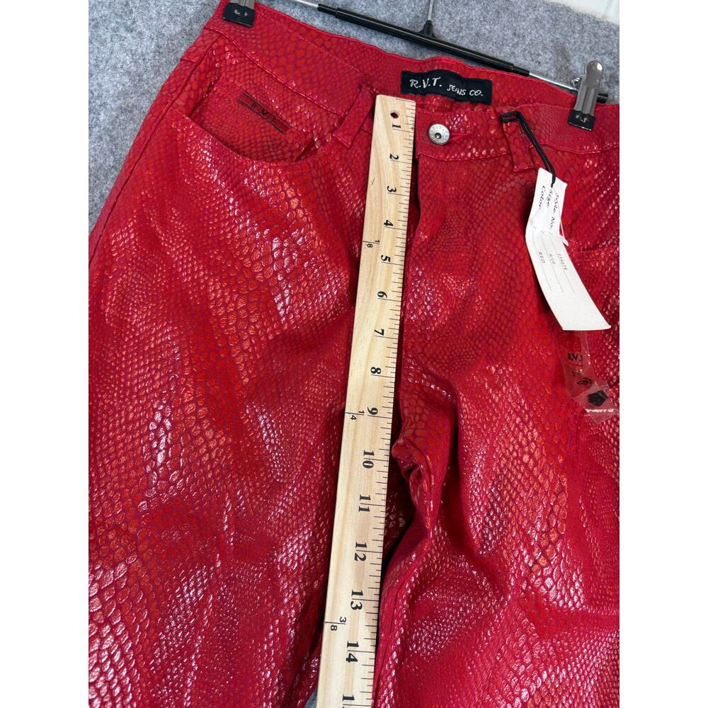 Y2K RVT Bootcut Pants Girls 9/10 Red Snakeskin Leather Bell Bottom Bratz NWT - Picture 3 of 9